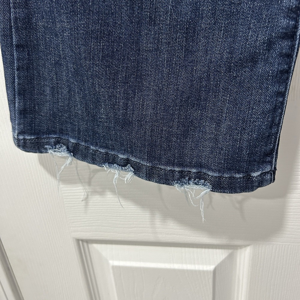 Democracy Jeans Ab Technology Bootcut Women's Size 14 Stretch Dark Wash Distress - Picture 7 of 13